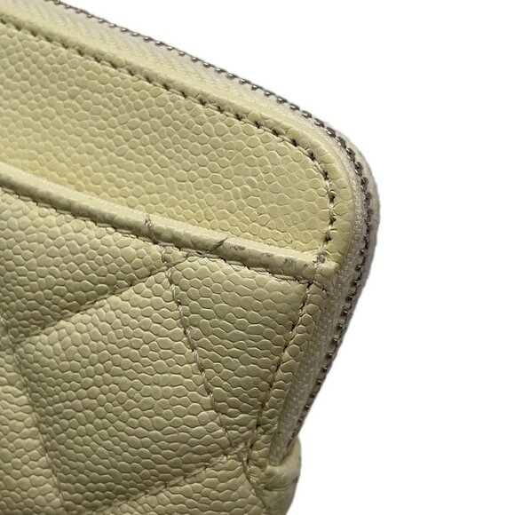 CHANEL Matelasse CC Logo Classic Zip Coin Purse Calfskin Baby Yellow AP2061 - Picture 6 of 11